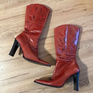 Vintage Red Western Heeled Boots
